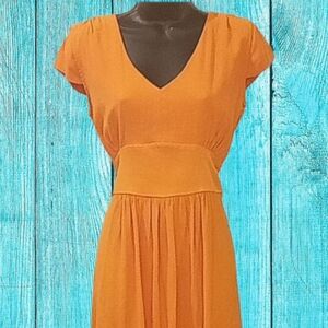 Orange Midi Dress Designer Anne Elisabeth 44